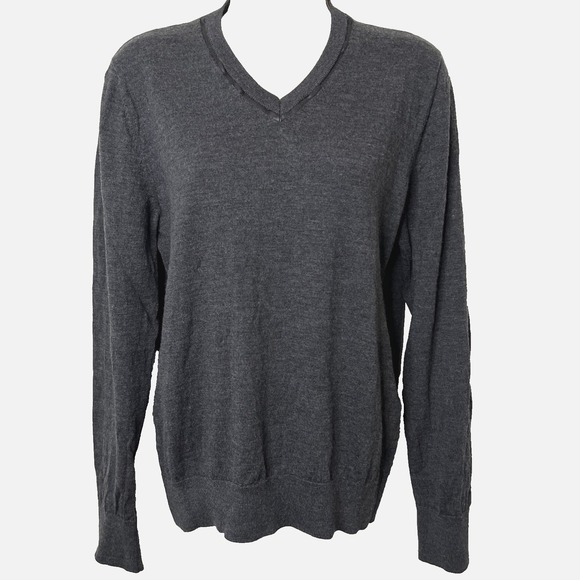 The Kooples Sweaters - The Kooples Women's Leather Trim Long Sleeve V-Neck Sweater‎ Size Small